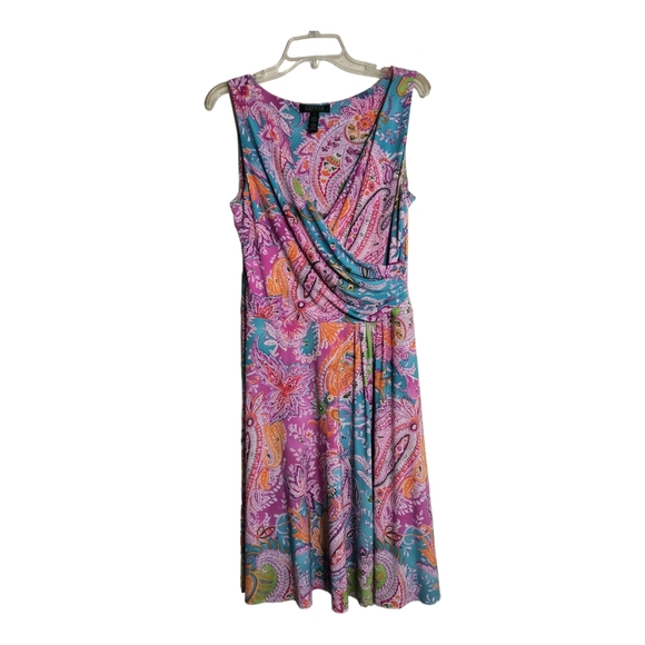 Lauren Ralph Lauren Multicolor Paisley Surplice V-neck sleeveless dress size S - Picture 8 of 15